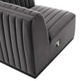 thumbnail image 5 of Modular Sofa Corner Chair, Grey Gray Black, Velvet, French Living Lounge Cafe Lobby Hospitality Restaurant, Modern Contemporary Boutique HB33755, 5 of 6