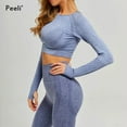 thumbnail image 4 of Conjunto de Yoga sin costuras, conjunto deportivo de 2 piezas, ropa de mujer, Top corto de gimnasia de manga larga, Leggings de cintura alta, conjunto de entrenamiento, ropa deportiva para Fitness, 4 of 5