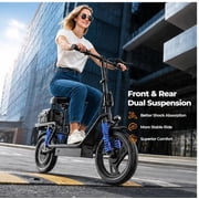 Adults Electric Scooter with Seat, 500W Motor, 22MPH, 27/40 Miles Range, Dual Suspension, Foldable Commuter E Scooter with Brasket for Daily Commute, Grocery, or Pet Travel
