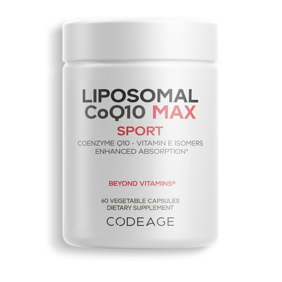 Codeage Liposomal CoQ10, Vitamin E Tocopherols & 250 mg Coenzyme Q10, Cardiovascular Support, 60 ct