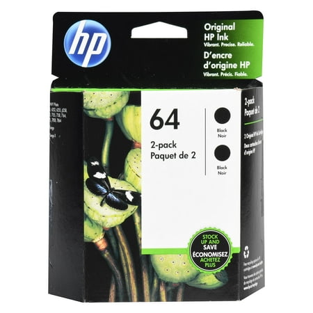 HP 64 Ink Cartridges - Black, 2 Cartridges (3YP22AN)