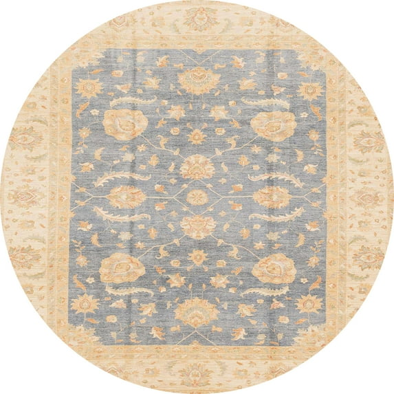 Ahgly Company Indoor Round Abstract Pastel Orange Oriental Area Rugs, 3' Round