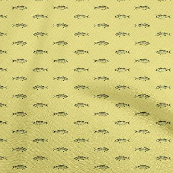 oneOone Viscose Chiffon Yellow Fabric Fish Sewing Fabric By The Yard Printed Diy Clothing Sewing Supplies 42 Inch Wide