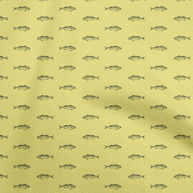 oneOone Soie Tabby Jaune Tissu Poisson Matière de Robe Tissu Imprimé Tissu au Mètre 42 Pouces de Large