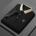 thumbnail image 3 of Camisa de manga corta para hombre, camisas de moda informales con solapa que absorben el sudor, camiseta para hombre XL negro, 3 of 9