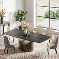 thumbnail image 5 of POVISON 79"Hobart Modern Minimalist Dining Table For 6-8, Black Rectangular Matte Sintered Stone Tabletop, Bronze Carbon Steel Leg, 5 of 11