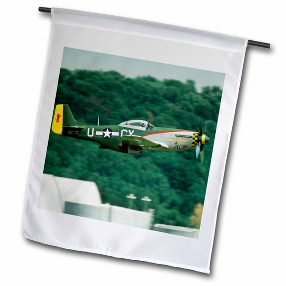 3dRose, North American P-51 D Mustang, War plane - US24 BFR0083 - Bernard Friel, 18 x 27 inch Garden Flag