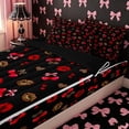 thumbnail image 3 of Erosebridal Edgy Glam Lip Cherry Zipper Full Size Comforter Sets with Fitted Sheet and 2 Pillowcases,Bold Leopard Print Zipper Bedding Set,Red Black Gold,4pcs,Black Reversible, 3 of 6
