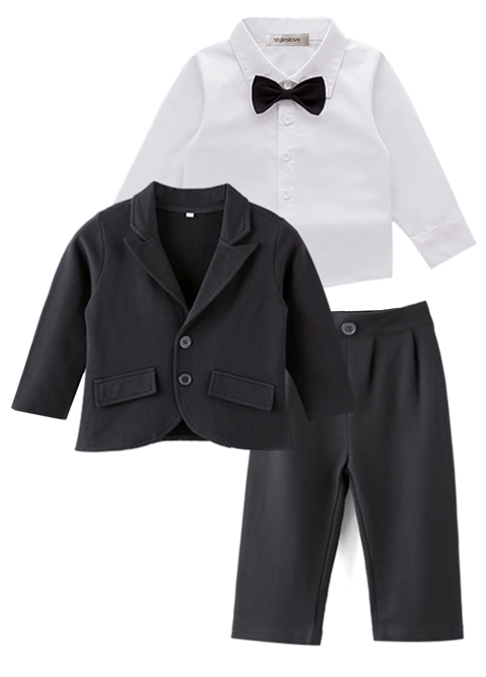 StylesILove Baby Boy Tuxedo Formal Wear Suit 3PC Shirt Pants and