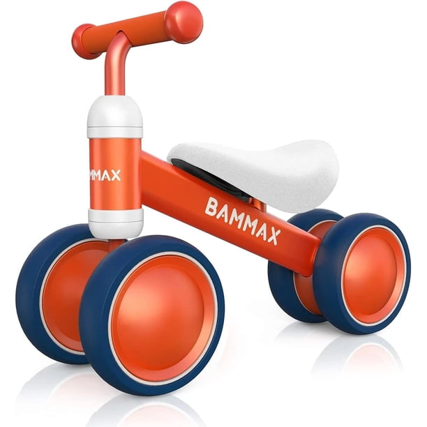 BAMMAX Bicicleta de equilibrio para bebés de 1 año, juguetes para montar para niños de 9 a 24 meses, niños y niñas, sin pedal, bicicleta para bebés de 4 ruedas, regalo de primer cumpleaños, linda bici