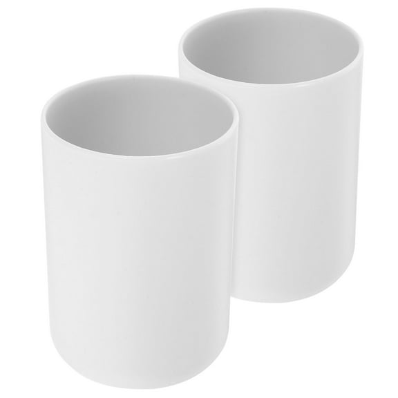 SOPOTUTU 2-Pack White Tooth Rinsing Cups with Comfortable Grip Bathroom Tumblers for Daily Oral Care