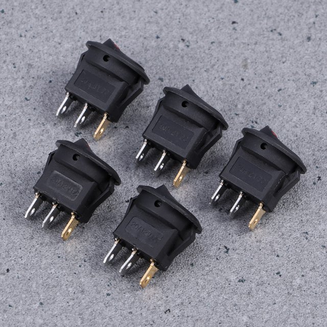 OULII 5Pack Reset Push Button 12V Car Black ABS Plastic Metal On Off Headlights Control Round 3 Pin Connector