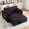 thumbnail image 4 of Sofá cama convertible 3 en 1 de 2 plazas - Cama extraíble - Respaldo reclinable - USB/Type-C y bolsillos laterales - Tapizado de pana - Color: gris oscuro, 4 of 8