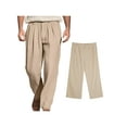 thumbnail image 2 of FOCUSNORM Men’s Wide Leg Pants Drawstring Mid Waist Pleated Front Long Pants Casual Beach Pants, 2 of 8
