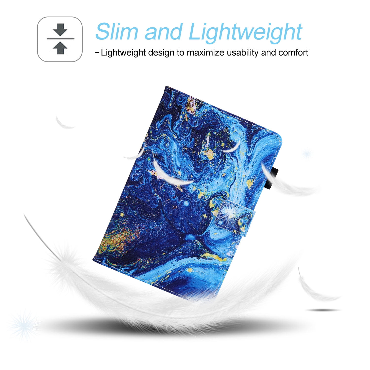 Tarise iPad 10th Generation Case 10.9 inch, iPad 10.9 Covers, PU Leather Auto Wake/Sleep Pencil Holder Shockproof Anti-Scratch Slim Stand Smart Case Cover for Apple iPad 10.9" 10th Gen, Blue Marble