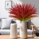 thumbnail image 2 of Nvzi 8 piezas de plantas artificiales de exterior resistentes a los rayos UV, plantas de césped alto, flores tropicales falsas, arbustos decorativos rojos, 2 of 5