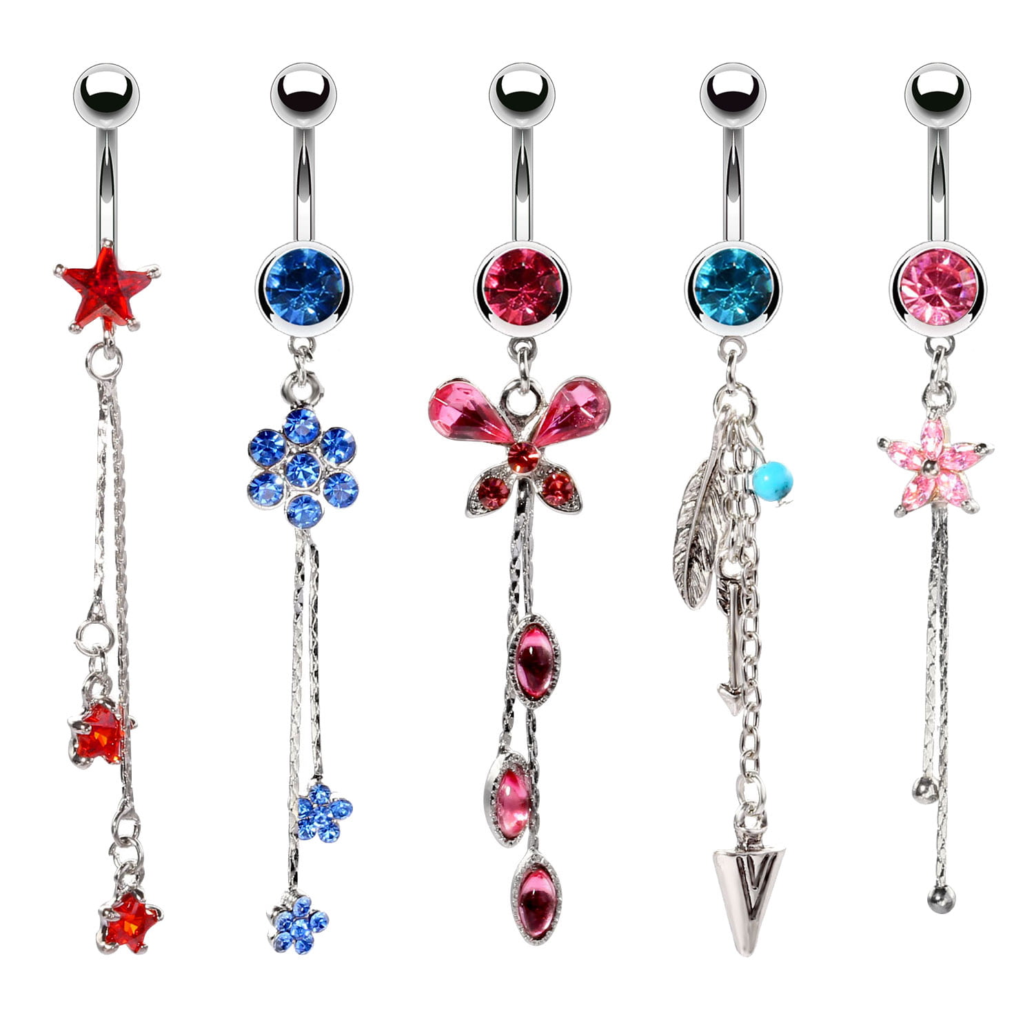 Butterfly CZ Belly Button Navel Rings 