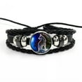 thumbnail image 4 of HOOUN 12 Constellation Zodiac Sign Braided Leather Bracelet Woven Glass Dome Bracel:yq-Aquarius, 4 of 9