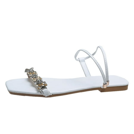 

TOYFUNNY Womens Pansy Rhinestone Flat Sandals
