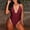 D_ Wine, variant on UTSJKR Women's Drawstring Ruched One Piece Swimsuit Sexy Padded Tummy Control Bathing Suit Slimming Push Up Swimwear Brown M
