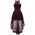 thumbnail image 4 of Vestido Dressystar Halter de encaje para cóctel, boda, color burdeos, talla XL, 4 of 7