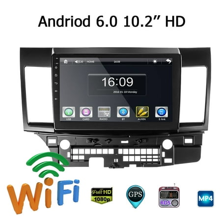 Kadell 10.2'' Inch Two-strand for Android 6.0 2Din Car Media Player Car GPS MP5 MP3 Stereo Navigation Sat Nav Radio Player Touch Screen WIFI bluetooth For Mitsubishi
