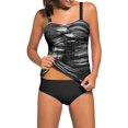 thumbnail image 2 of Women's Solid Ruched Tankini Top Swimsuit with Triangle Briefs, 2 of 4