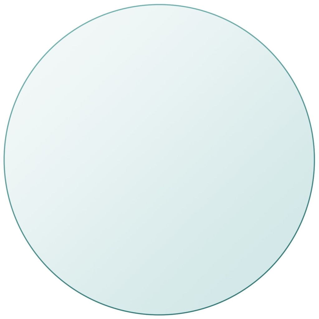 Kepooman 27.6" Kitchen Round Tempered Glass Table Top for Dining Table, Transparent