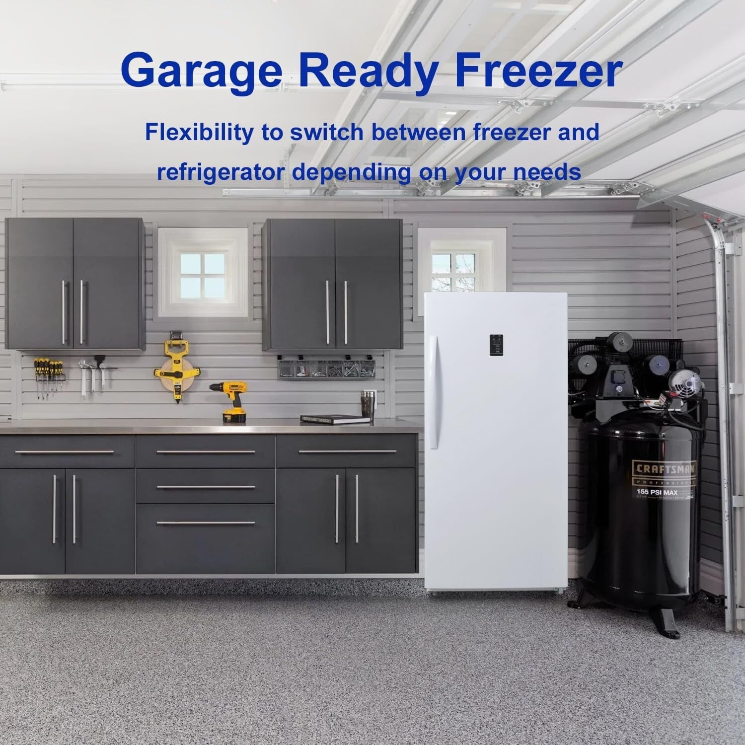 Smad 13.8 Cubic White Freestanding Upright Counter Depth Freezer Garage Ready