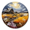 thumbnail image 2 of Designart "Yellow Barn Minimalsim horizon I" Countryside Oversized Wall Clock, 2 of 5