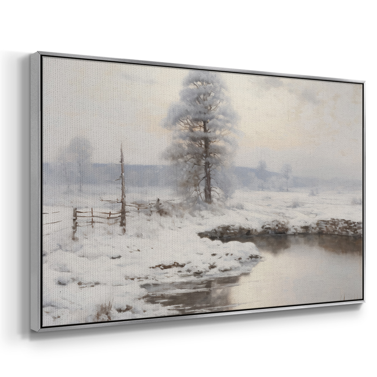 Vintage Landscape-XVI By Wexford Home Framed in Silver Wood Gallery Wrapped Canvas 25 in. x 37 in.