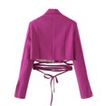 thumbnail image 3 of Black*Friday Chaoheng 2025 Blazers for Women Business Casual Long Sleeve Women's Solid Color Tie Waist Blazer,Short Length Long Sleeve Belted Jacket, 3 of 3