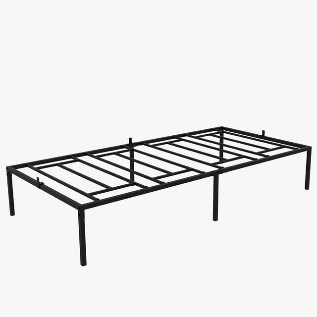 Historyli Marco de cama tamaño TWIN: plataforma de metal resistente,soporte de listones de acero resistente,fácil montaje,silencioso,con espacio de almacenamiento,no necesita somier.