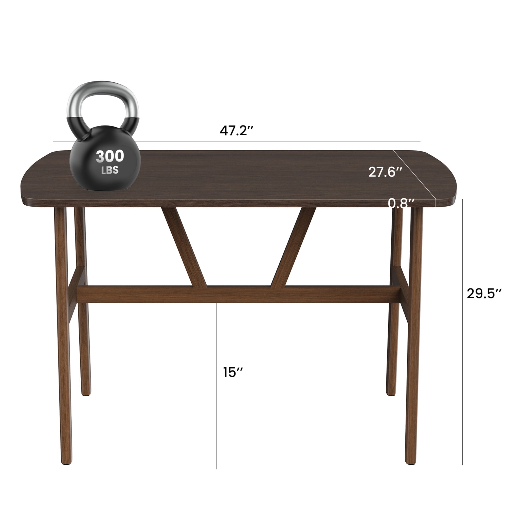 MAYEERTY 47" Modern Rectangular Wood Dining Table, Metal Frame, Fits 4-6, for Kitchen/Dining Room, Nature