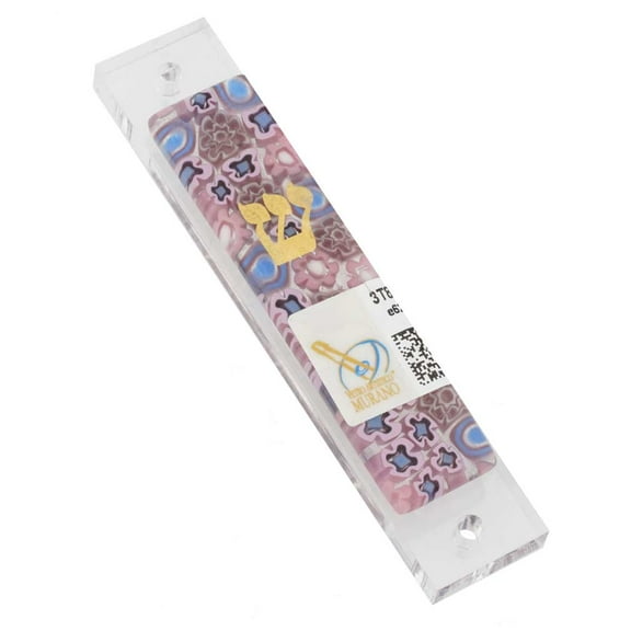 GlassOfVenice Murano Glass Mezuzah - Pink Millefiori