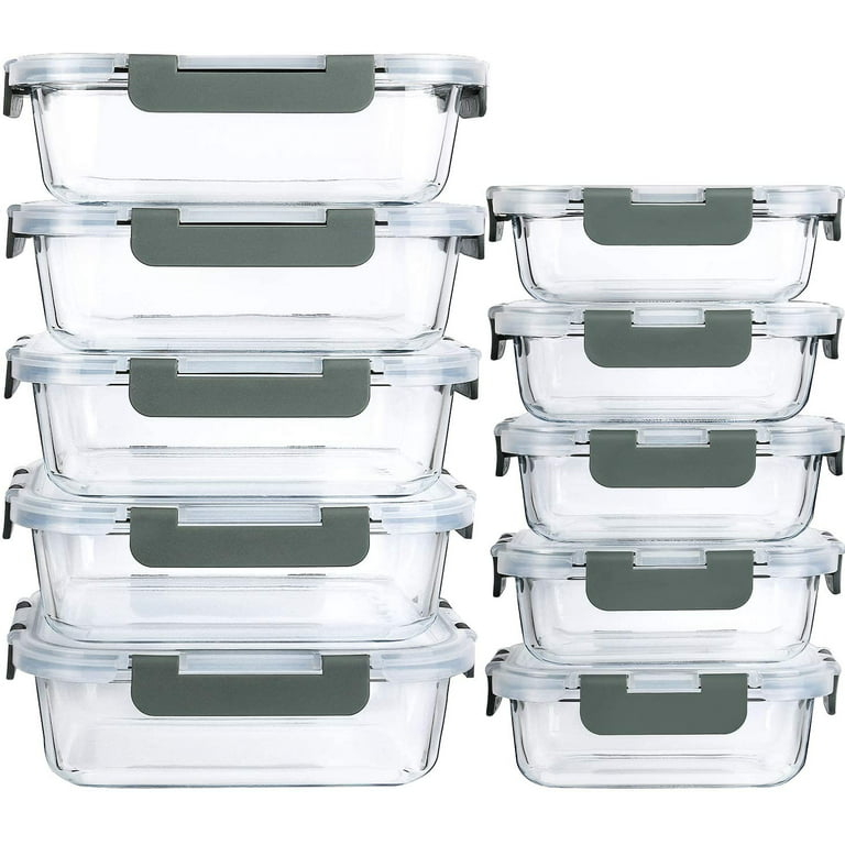  30 Pieces Glass Food Storage Containers Set, Glass Meal Prep  Containers Set with Snap Locking Lids, Airtight Glass lunch Containers,  BPA-Free, Microwave, Oven, Freezer & Dishwasher Friendly,Gray: Home &  Kitchen