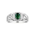 thumbnail image 1 of RYLOS Men's Rings Sterling Silver Classic 7X5MM Oval Gemstone & Diamond Ring Green Sapphire September Birthstone Rings For Men Size 8, 1 of 7