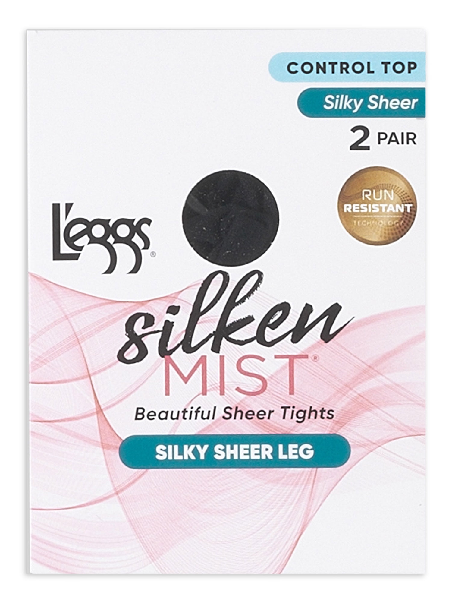 L'eggs Silken Mist Women's Ultra Sheer Run Resistant 2pk Pantyhose - Black  Mist B 2 ct