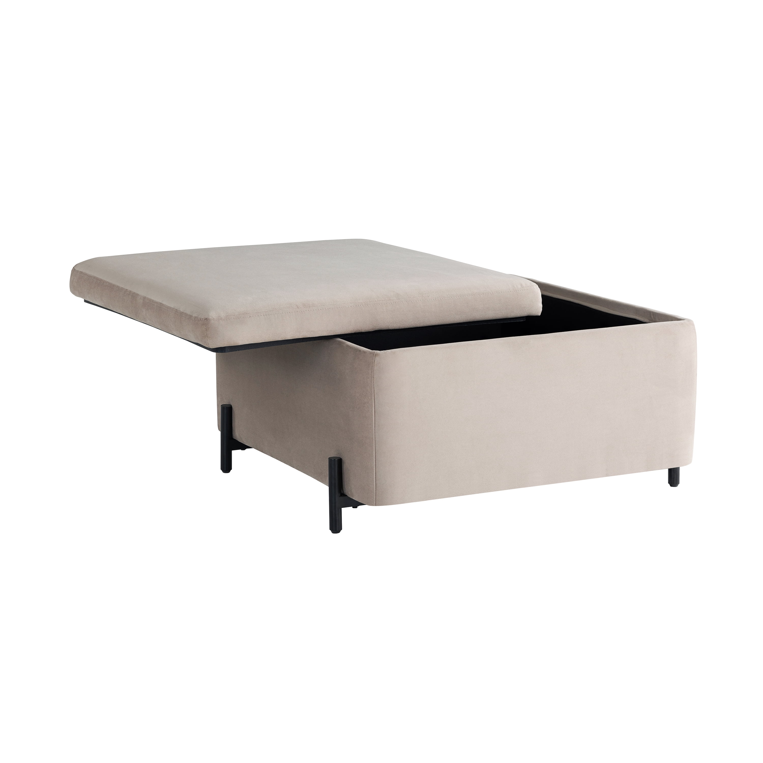 Studio Living Kingston Modern Large Storage Ottoman, Taupe Velvet Fabric