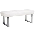 thumbnail image 1 of Armen Living Amanda Modern Vinyl & Metal Living Room Bench in White/Silver, 1 of 7