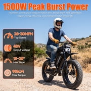 Electric Mountain Bike for Adults, 20 Fat Tire, 48V 17.5Ah Battery, 750 1500W Peak Motor, 32MPH, UL2849 Certified Off-Road E-Bike, Black