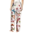 thumbnail image 3 of Picia Watercolor Floral With Butterflies Womens Soft Woven Cotton Elastic Waistband Sleep Pajama Pant Lounge Sleep Pant With Pockets And Drawstring-X-Large, 3 of 9