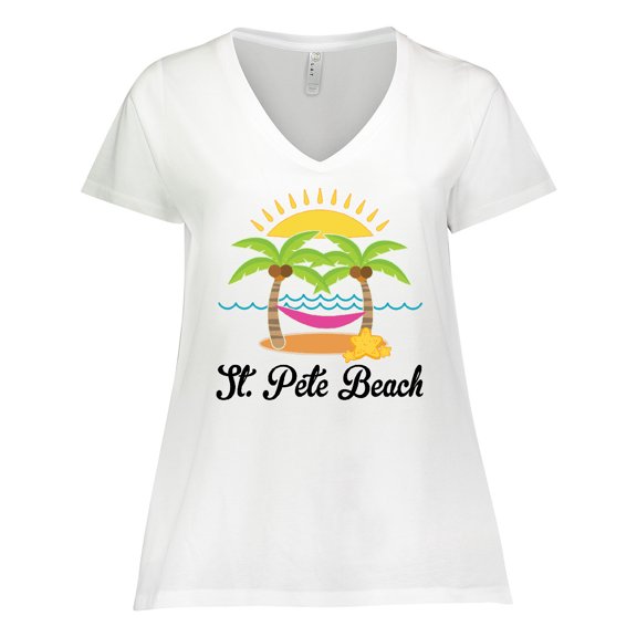 Inktastic St. Pete Beach Florida Vacation Women's Plus Size V-Neck T-Shirt