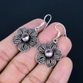 thumbnail image 3 of Pink Kunzite Round Gemstone 925 Sterling Silver Jewelry Earrings 1.77" VJ 5371, 3 of 4