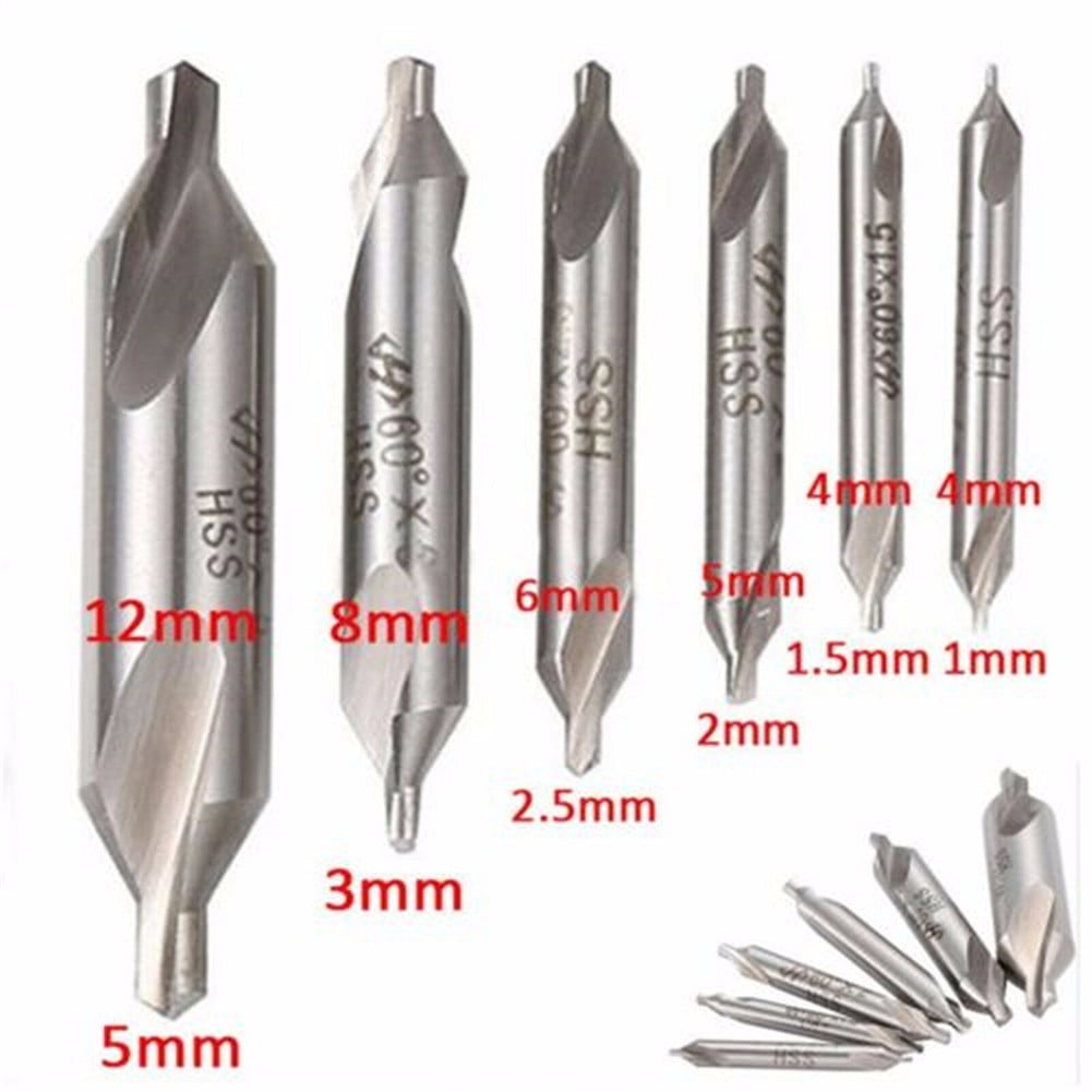 6pc Combined HSS Center Drill Countersink Bit Lathe Mill Tackle Tool Set NICE 