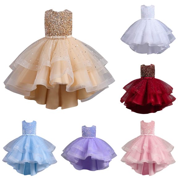 JCCXIN Toddler Baby Girls Dress Wedding Guest Dresses Birthday Formal Ball Gown Elegant Sparking Sequins Solid Color Crew Neck Sleeveless Casual Summer Daily Wear Soft Party Sundress,Gold,3-4 Years