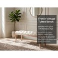 thumbnail image 5 of S-HOME Upholstered End of Bed Bench in Design with Carving, Linen Material, Perfect for Foyer，Beige, 5 of 15