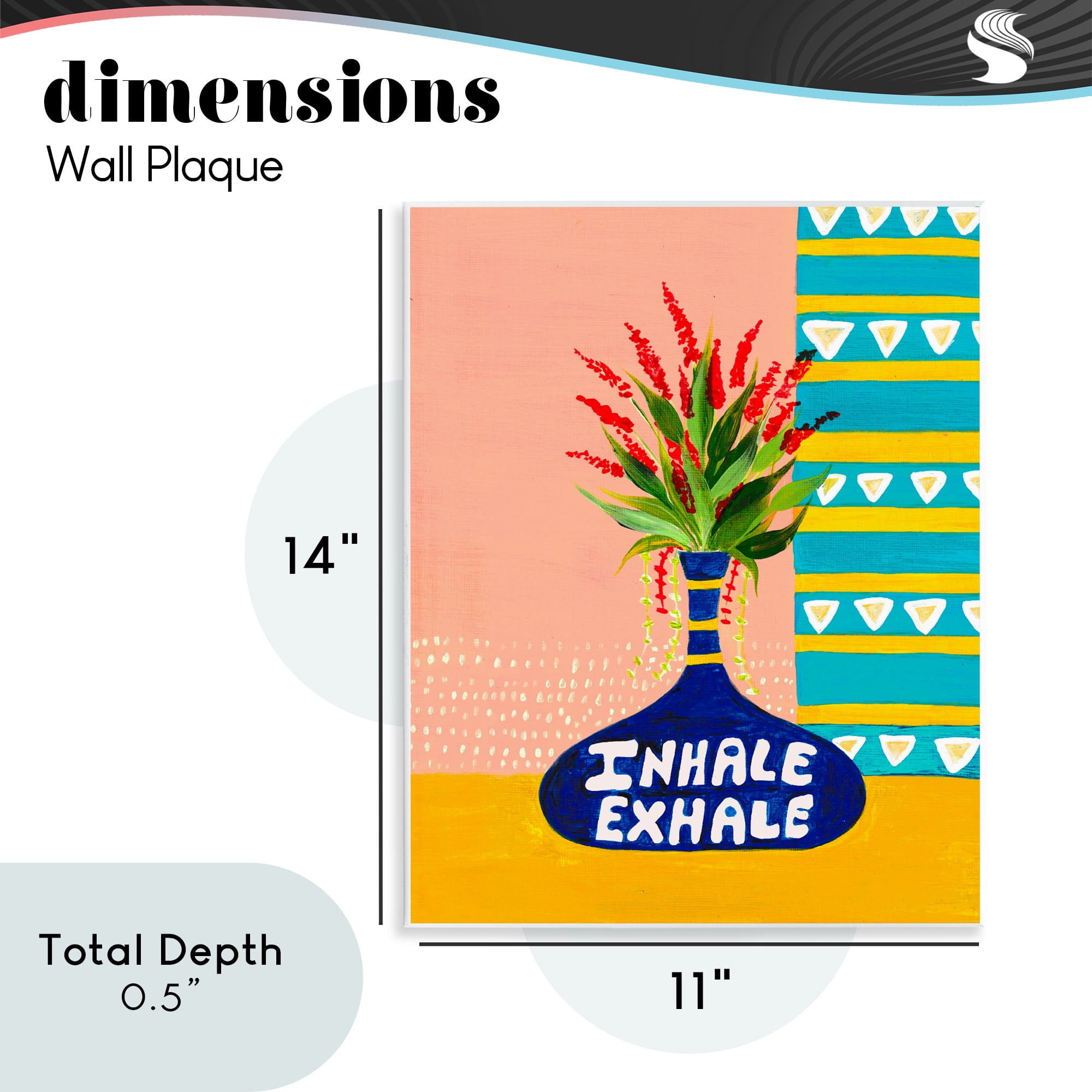 Inhale Exhale Flower Vase Wall Plaque Art, design by Nabeela Rumi