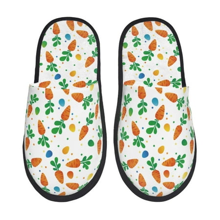 Balery Cute Carrot Slient Indoor Furry Fleece Comfort House Shoes Soft Non-Slip Home Shoes Cotton slippers House Slippers-- Large