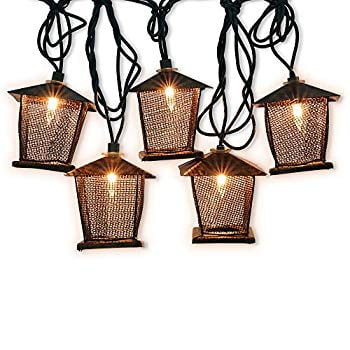 10 Counts Vintage Bronze Iron Nets Lanterns Plug-in String Lights. Great for Indoor/Outdoor Decoration. Best Ambience Decorative Lights. Warm White